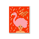 1973 Flamingo Girl Birthday Card
